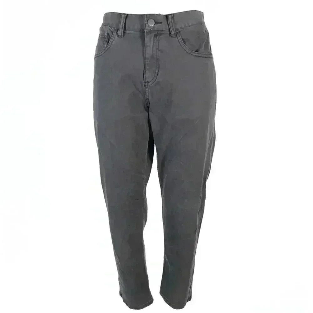 Noul Charcoal High Waisted Ankle Trousers - Dark Academia Aesthetic
